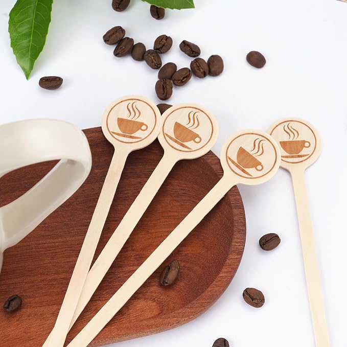 100Pcs Coffee Stirrers-5.9 Inch Natural Wooden Stir Sticks - Image 3