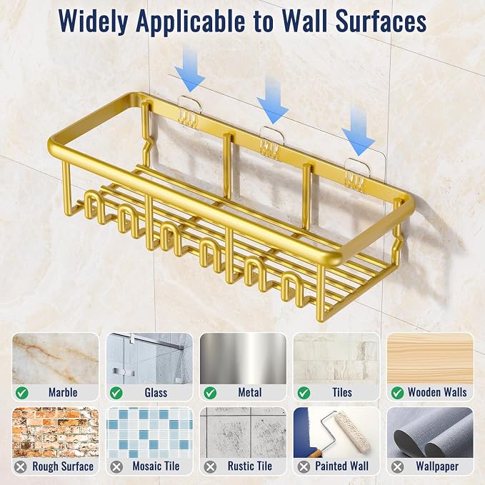 8 Pack Adhesive Rustproof Shower Shelves - Image 7