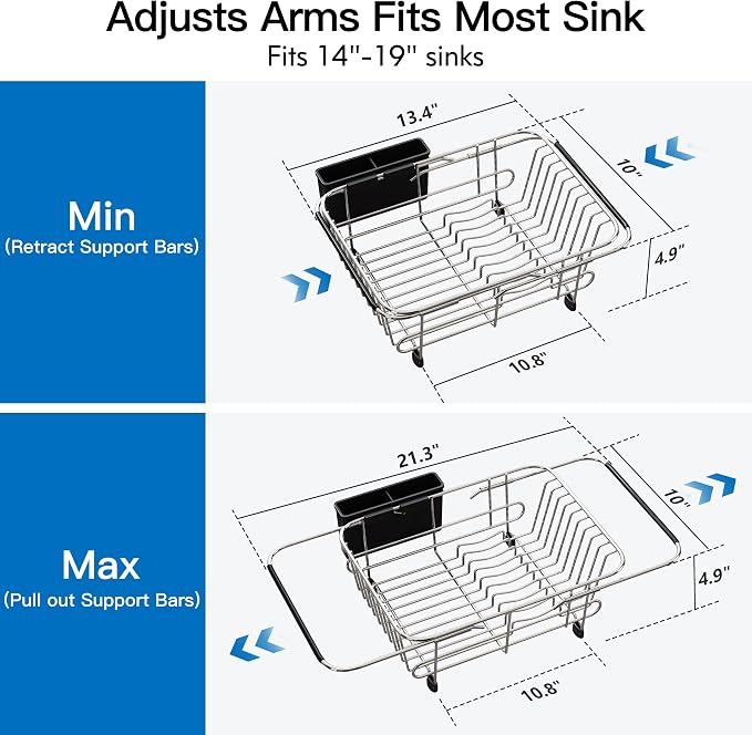 Apartment RV Small Dish Drainer Drying Rack Over The Sink In Stainless Steel - Image 4