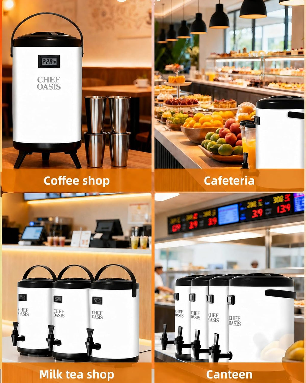 Insulated Beverage Dispenser 3 Gallon,Hot&Cold Drink Dispenser with