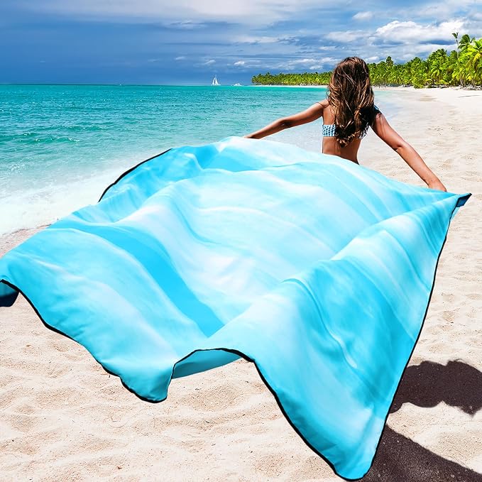 WIWIGO Beach Blanket Waterproof Sandproof Beach Mat 79" X 83"/10'x9'for 2-8 - Image 6