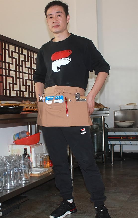 Resist water 3 big Pockets Waist Server Apron Kitchen Restaurant Unisex Half - Image 3