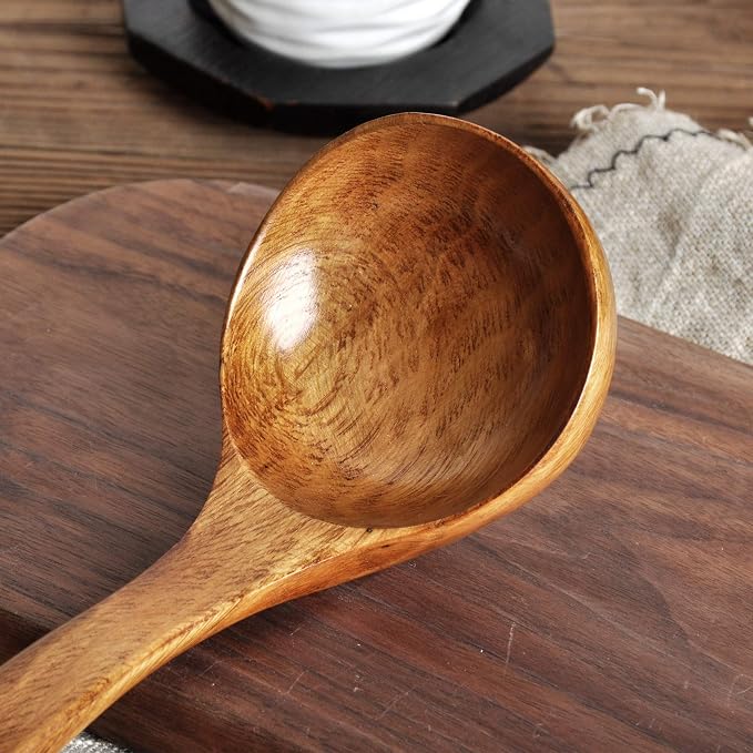 FJNATINH Wooden Ladle with Long Handle, Handmade Soup Ladle - Image 5