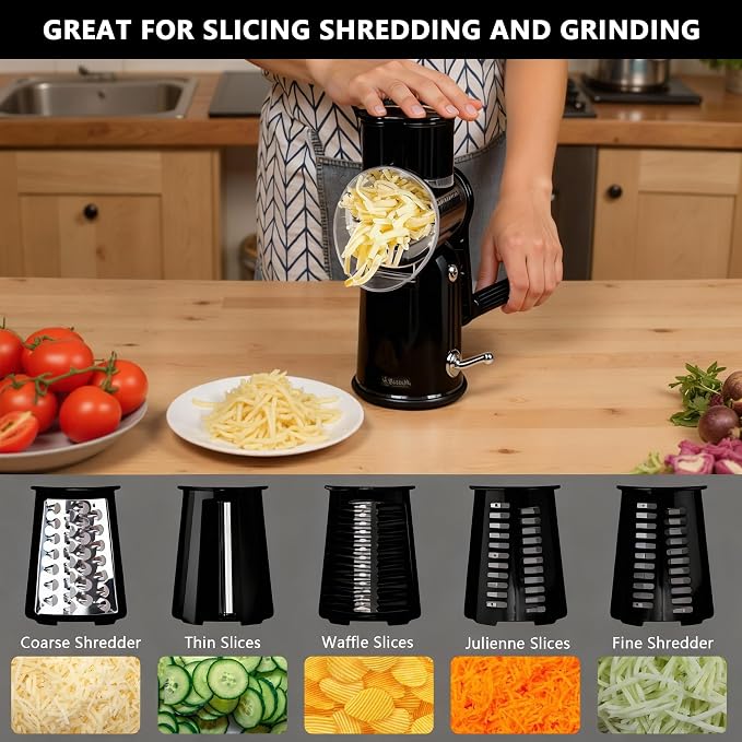 5-in-1 Rotary Cheese Grater Vegetable Slicer - Image 5