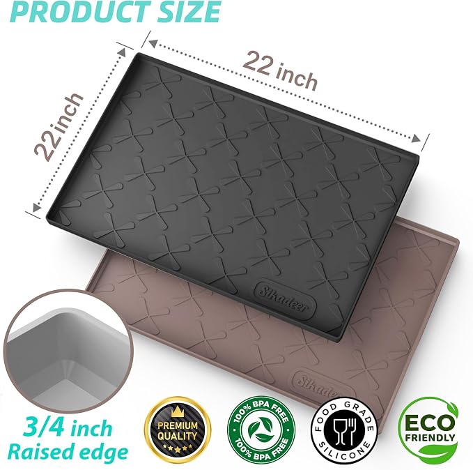 SIKADEER 22" x 22" Under Sink Mat Waterproof, Silicone Mat Kitchen Drawer Shelf - Image 3