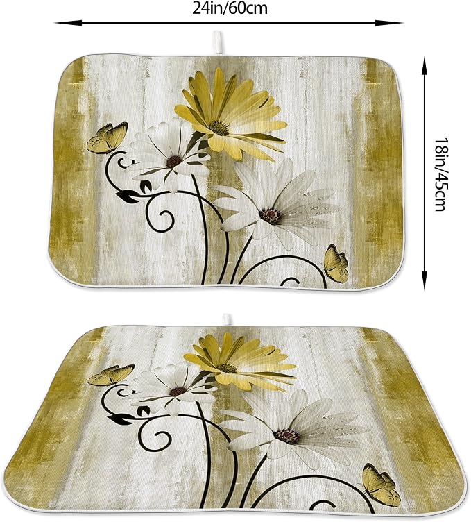 Floral Dish Drying Mat 18x24 Inches - Image 2