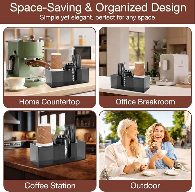 Acrylic Coffee Cup Holder for Countertop Breakroom, 3 Slots Acrylic Coffee Bar - Image 7