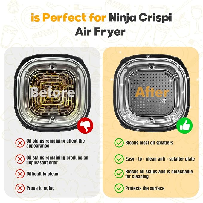 2 PCS Silicon Splatter Shield for Ninja Crispi Air Frye, Air Fryer Accessories - Image 2