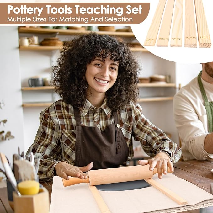12 Pcs Pottery Tools Set, Include17in Slab Roller - Image 5