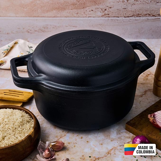 Victoria 6-Quart Cast Iron Combo Cooker, Combination Dutch Oven and Skillet - Image 7