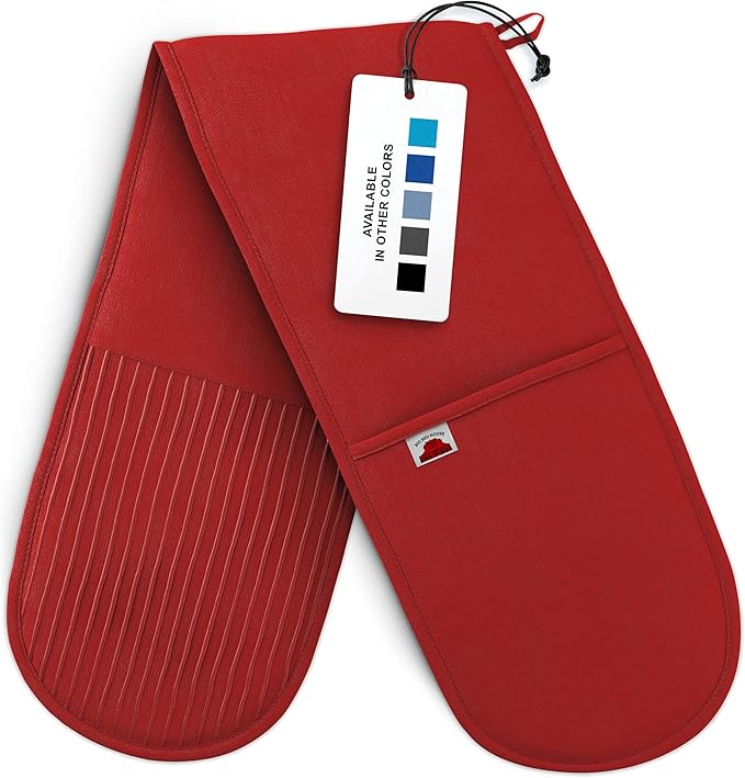 Red Double Oven Mitt Kitchen Protection by BigRedHouse