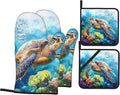 Ocean Turtle Pattern Oven Gloves and Hot Pads Set by Unknown