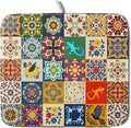 Giwawa Mexican Tile Dish Drying Mat 16"x18" Talavera Boho Floral Print Dish by Giwawa
