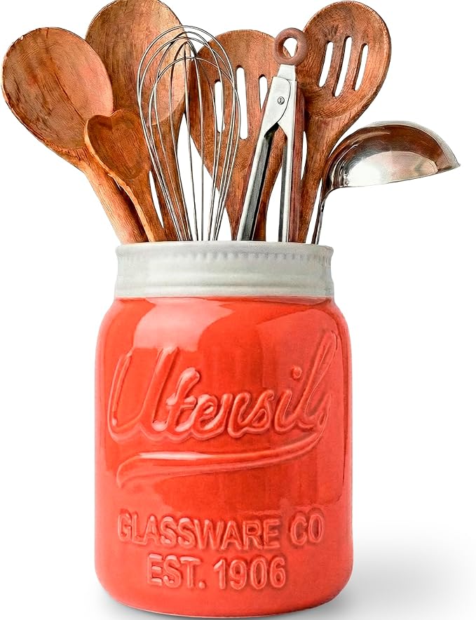 Comfify Wide Mouth Mason Jar Utensil Holder Decorative Kitchenware Organizer by Comfify
