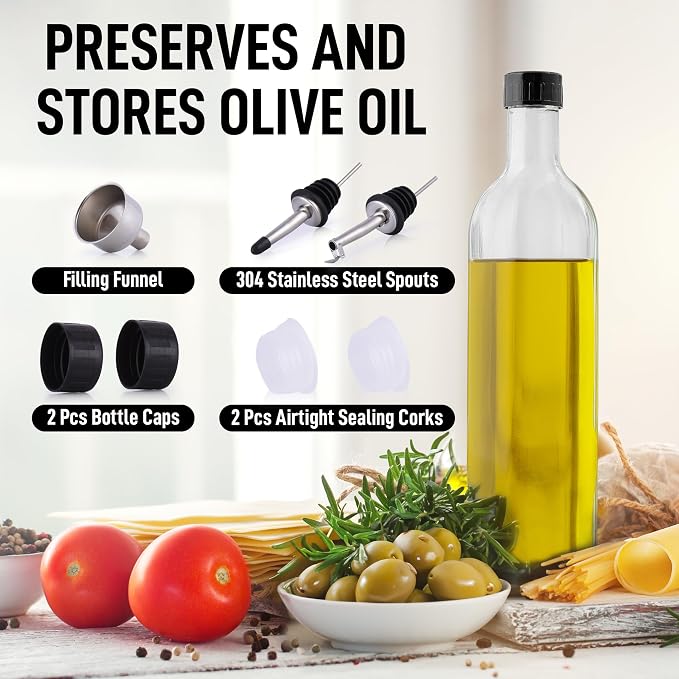 Zulay Olive Oil Dispenser For Kitchen, Glass Oil Container - Image 6