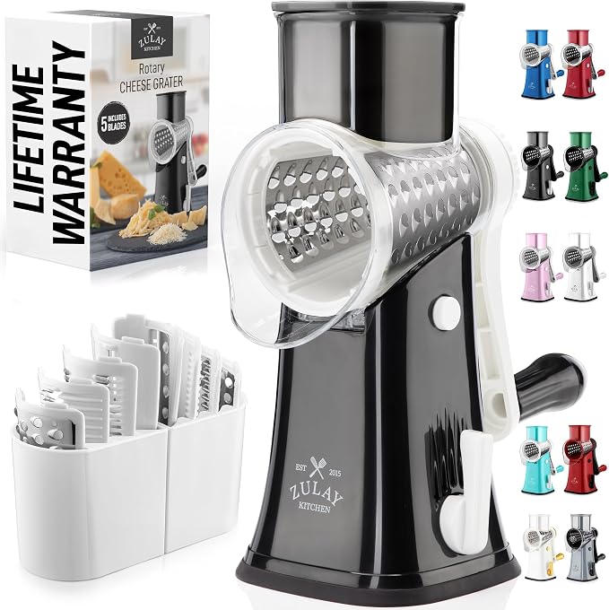 Zulay Kitchen Rotary Cheese Grater 5 Blade Cheese Shredder by ZulayKitchen