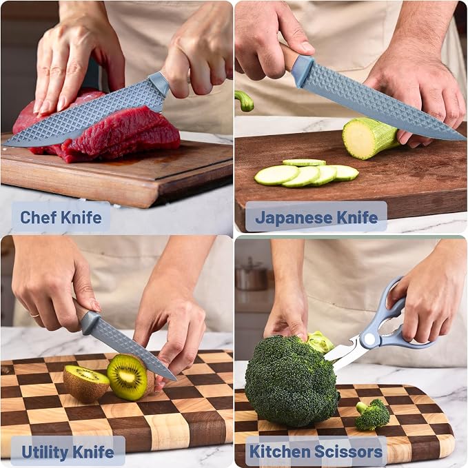Kitchen Knife Set, Retrosohoo 6-Pieces Blue Sharp Knife Set - Image 3