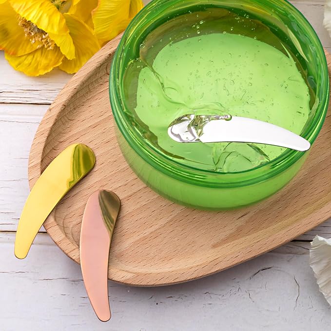 Pndeyo 3pcs Mini Metal Makeup Spatula, Reusable Cosmetic Cream Spatulas Spoon - Image 5
