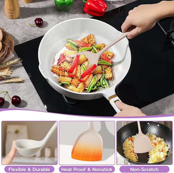 Onader Silicone Cooking Utensils Set, Heat Resistant Kitchen Gadgets Tools Set - Image 3