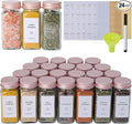 24 Pcs Glass Spice Jars with Labels and Pink Metal Caps, 4oz Empty Spice by Fiwence