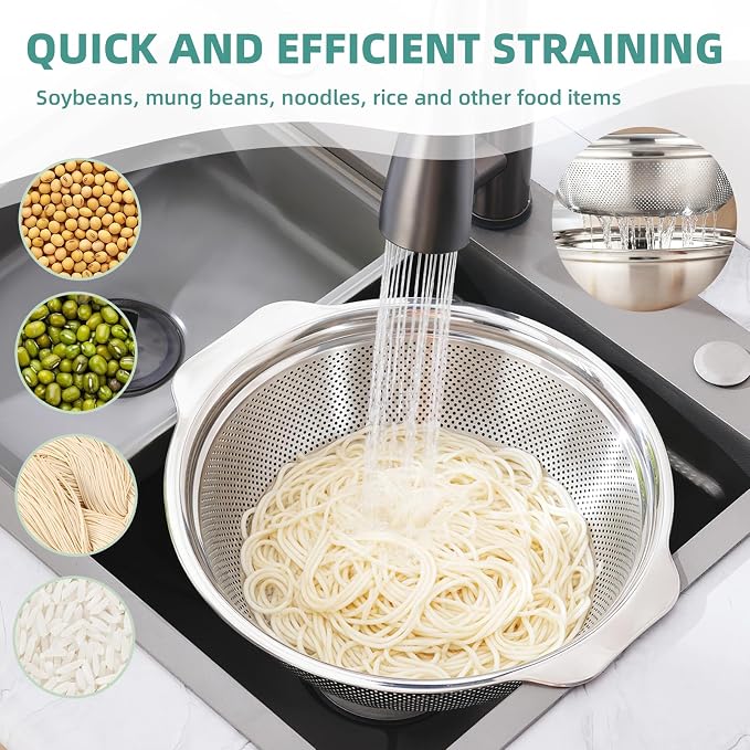 Stainless Steel Colander for Kitchen 2-Quart, Strainer Microporous - Image 4