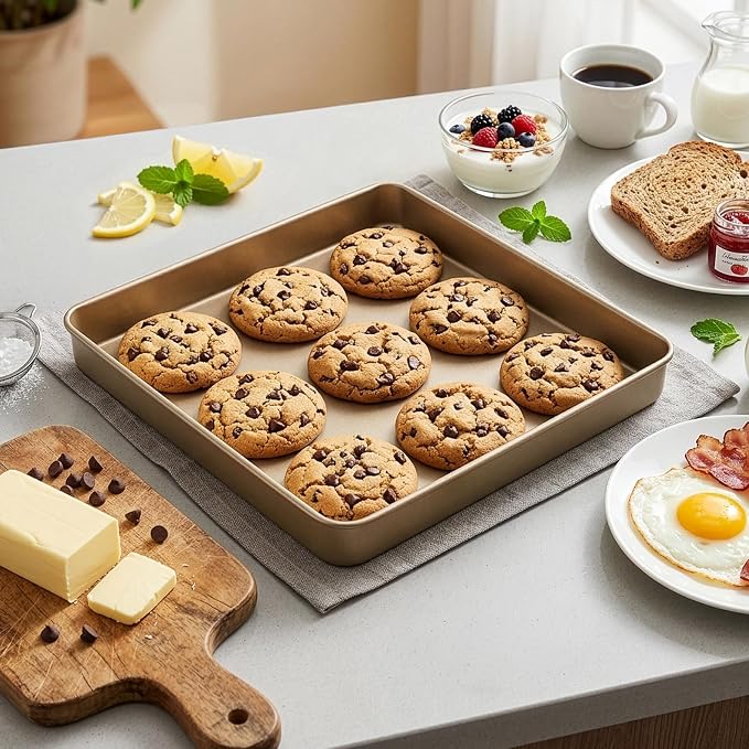 Dicunoy 3 Pack Baking Sheet Pans 11 Inches x 11 Inches, Nonstick Square Baking - Image 6