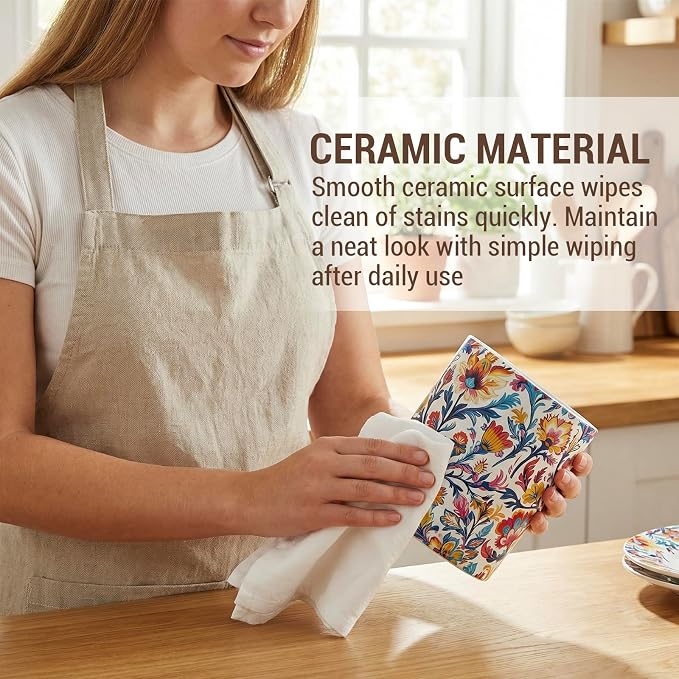 MyGift Vibrant Paisley Floral Ceramic Kitchen Utensil Holder – Decorative Crock - Image 3