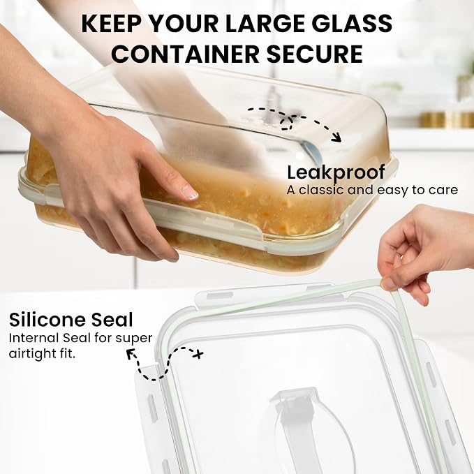 4800 ML / 163 oz / 21 Cup LARGE Glass Food Storage Container - Image 5