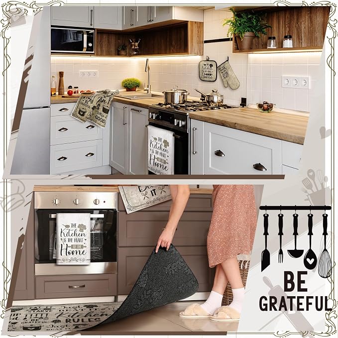 Fourluoo 10 Pcs Attractive Style Kitchen Dish Towels Rugs Oven Mitts and Pot - Image 5