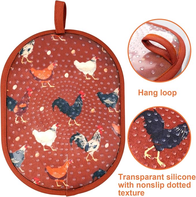 Pot Holders Set of 2 with Transparent Clear Silicone Shell and Nice Dog Flower - Image 3