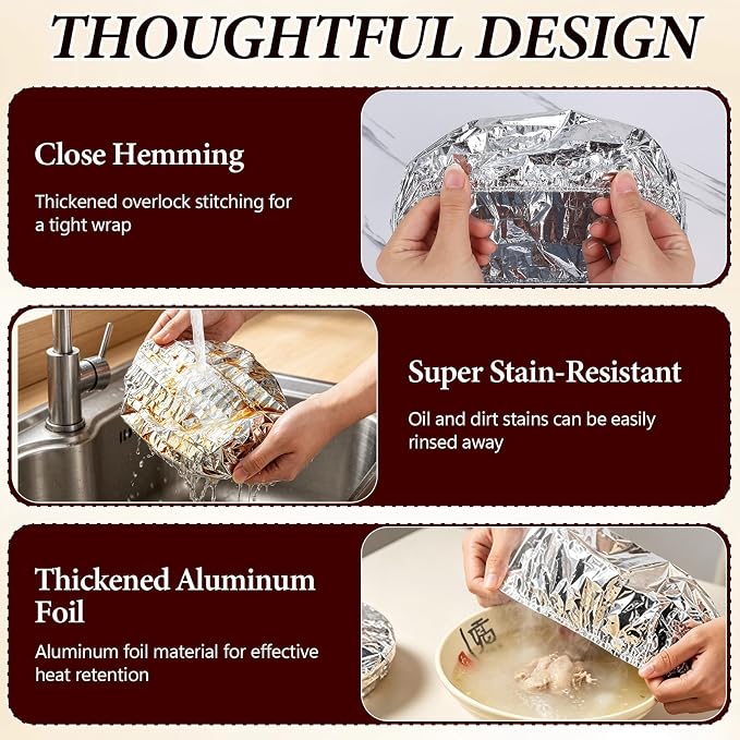 Reusable Aluminum Foil Food Cover, Heat-Insulating, Freshness-Preserving - Image 4
