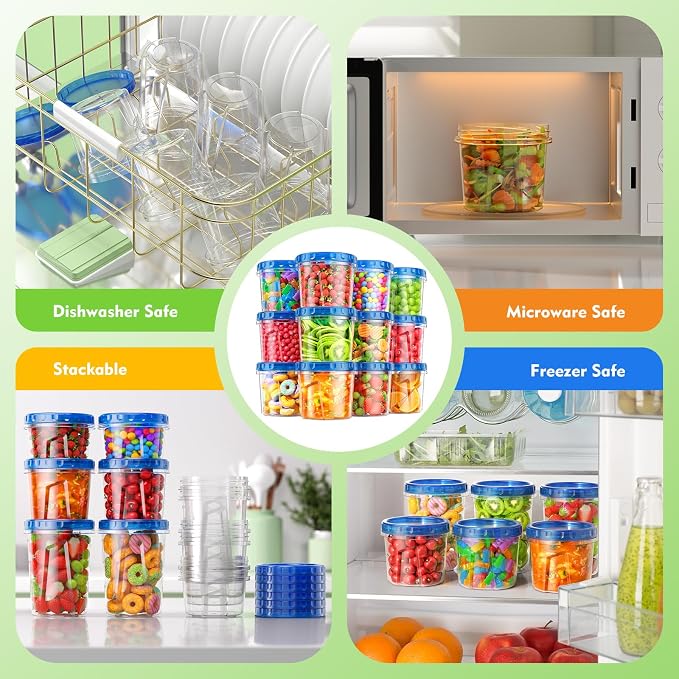 BiuLeon 12 Pack-24oz Freezer Storage Containers, Plastic Food Storage Containers - Image 4