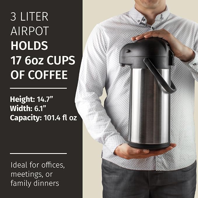 Coffee Carafe Airpot & Cleaning Brush - 101oz / 3L Airpot 12 Hours Hot Water - Image 4