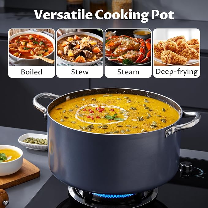 BEZIA 8 Quart Cooking Pot, Large Non Stick Induction Stock Pots - Image 7