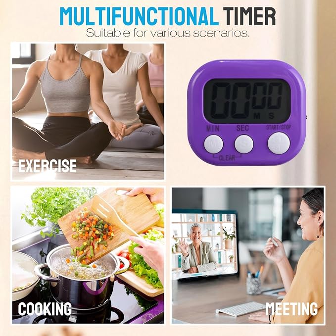 Weewooday 6 Pcs Digital Kitchen Timer Magnetic Timer Bulk On/Off Switch Minute - Image 6