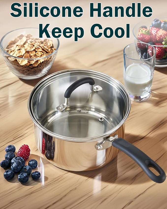 Cook N Home Stainless Steel Cookware Sets 10-Piece, Pots and Pans Kitchen - Image 4