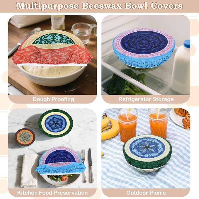 5-Size Reusable Beeswax Bowl Covers - Image 5