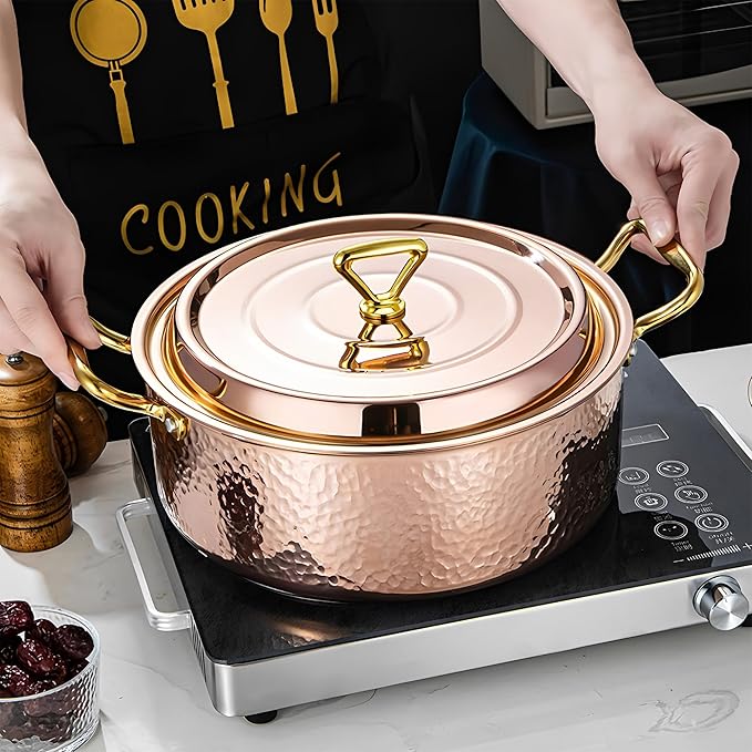 YJX 4.2QT Hammered Stock Pot - Image 8