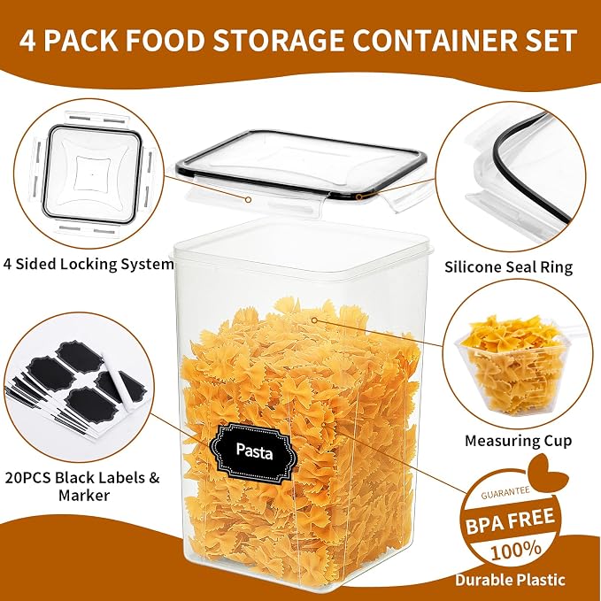 HKJ Chef 4 Pack Extra Large Airtight Food Storage Containers - Image 3