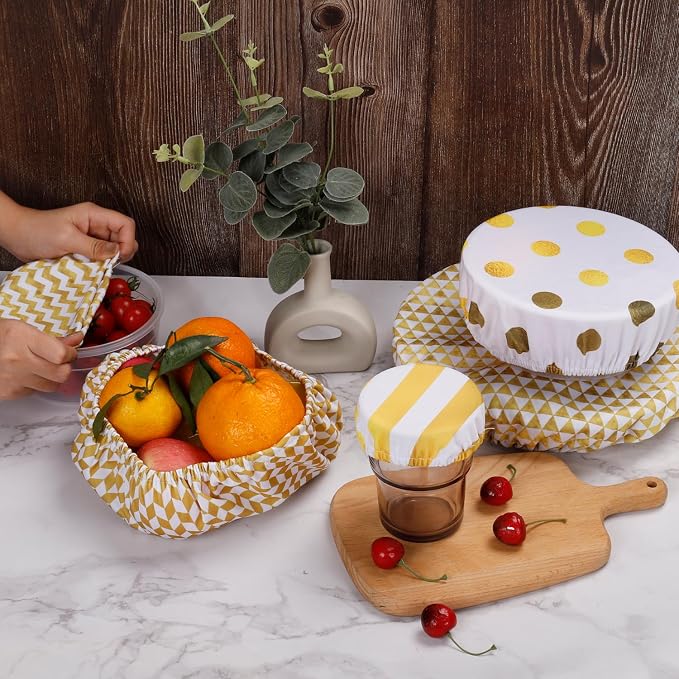 10Pcs Reusable Bowl Covers In 5 Size, Stretch Cloth Fabric Dish Cover Kitchen - Image 7