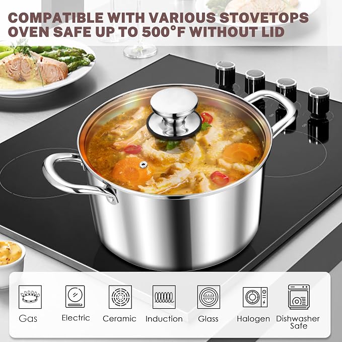 Herogo 7.3 Quart Stock Pot, 18/10 Stainless Steel Cooking Pot - Image 5