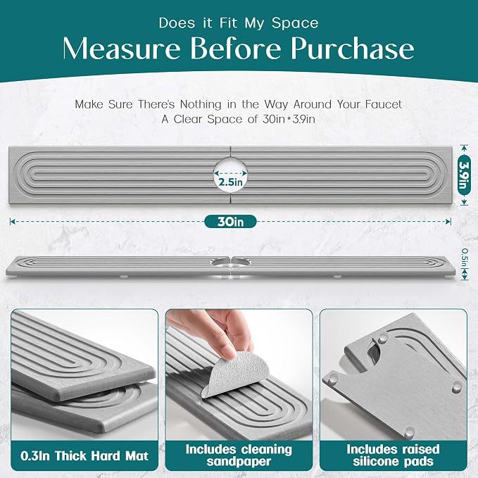 eormoe 30 inch Kitchen Faucet Absorbent Mat - Image 2