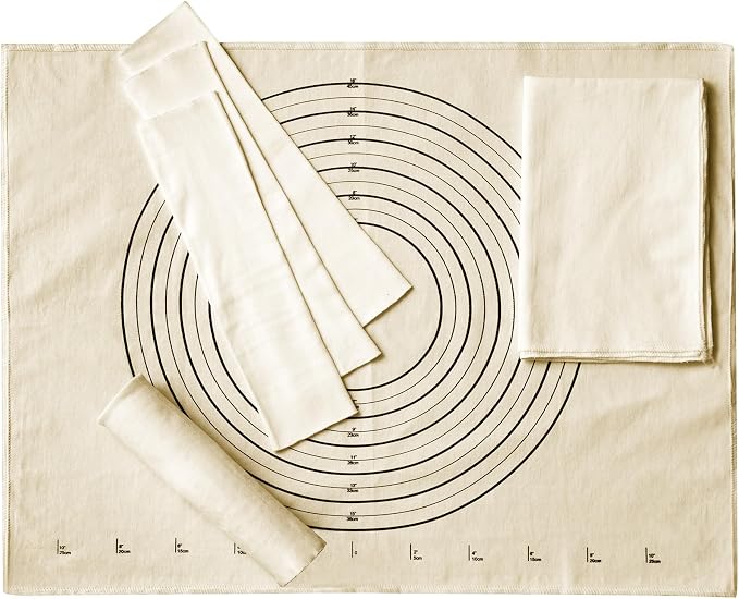 Tessco 6 Pieces Pastry Cloth and Rolling Pin Cover Set Includes 2 Pcs 25 x 20 by Tessco