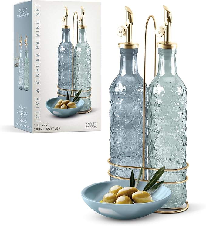 COOK WITH COLOR Glass Olive Oil Bottle Dispenser by CookwithColor
