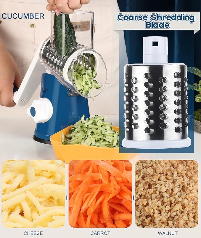 Ourokhome Rotary Cheese Grater Hand Crank, Kitchen Shredder Speed Mandolin - Image 4