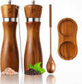 Premium Acacia Wood Salt & Pepper Grinder Set, 8-Inch Manual Mills by GooHeraInc