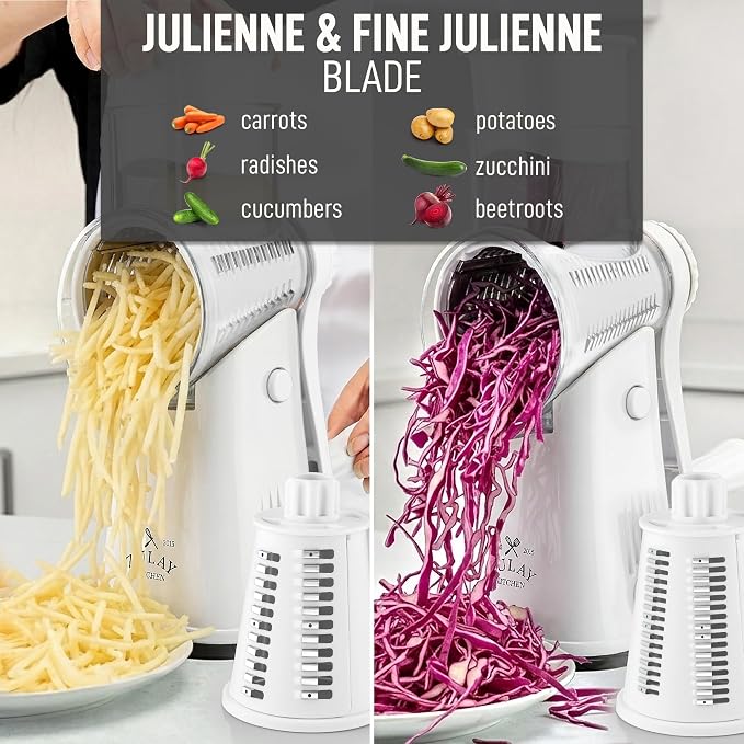 Zulay Kitchen Rotary Cheese Grater 5 Blade Cheese Shredder - Image 6