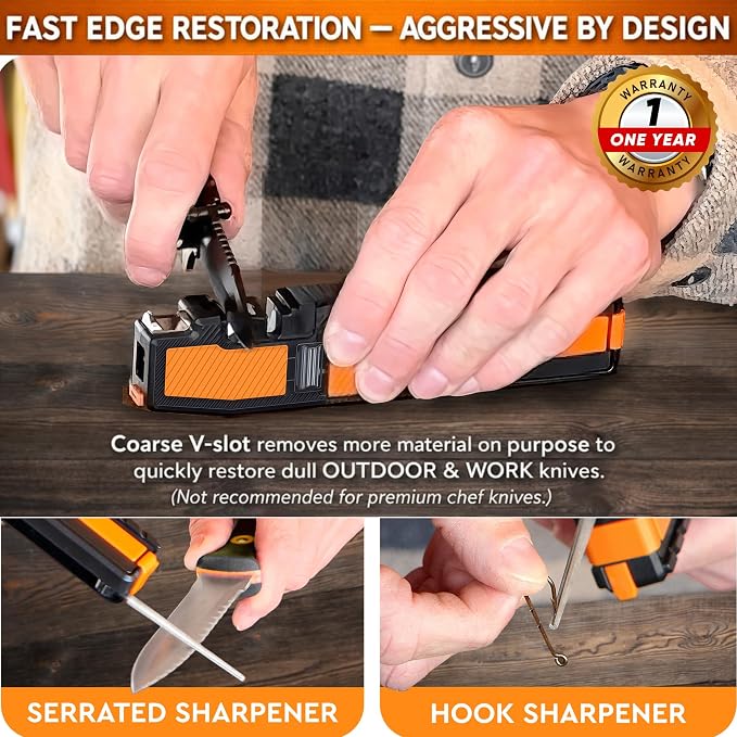Orange Ninja Pocket Field Knife Sharpener – 8-in-1 Camping & Hunting EDC Knife - Image 5