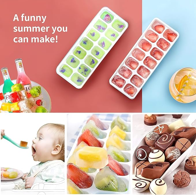Ice Cube Trays 4 Pack, Airabc Silicone Ice Cube Trays - Image 2