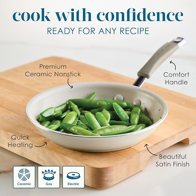 Rachael Ray Cucina Ceramic Nonstick Frying Pan/Skillet, 8.5 Inch Non Stick Open - Image 6